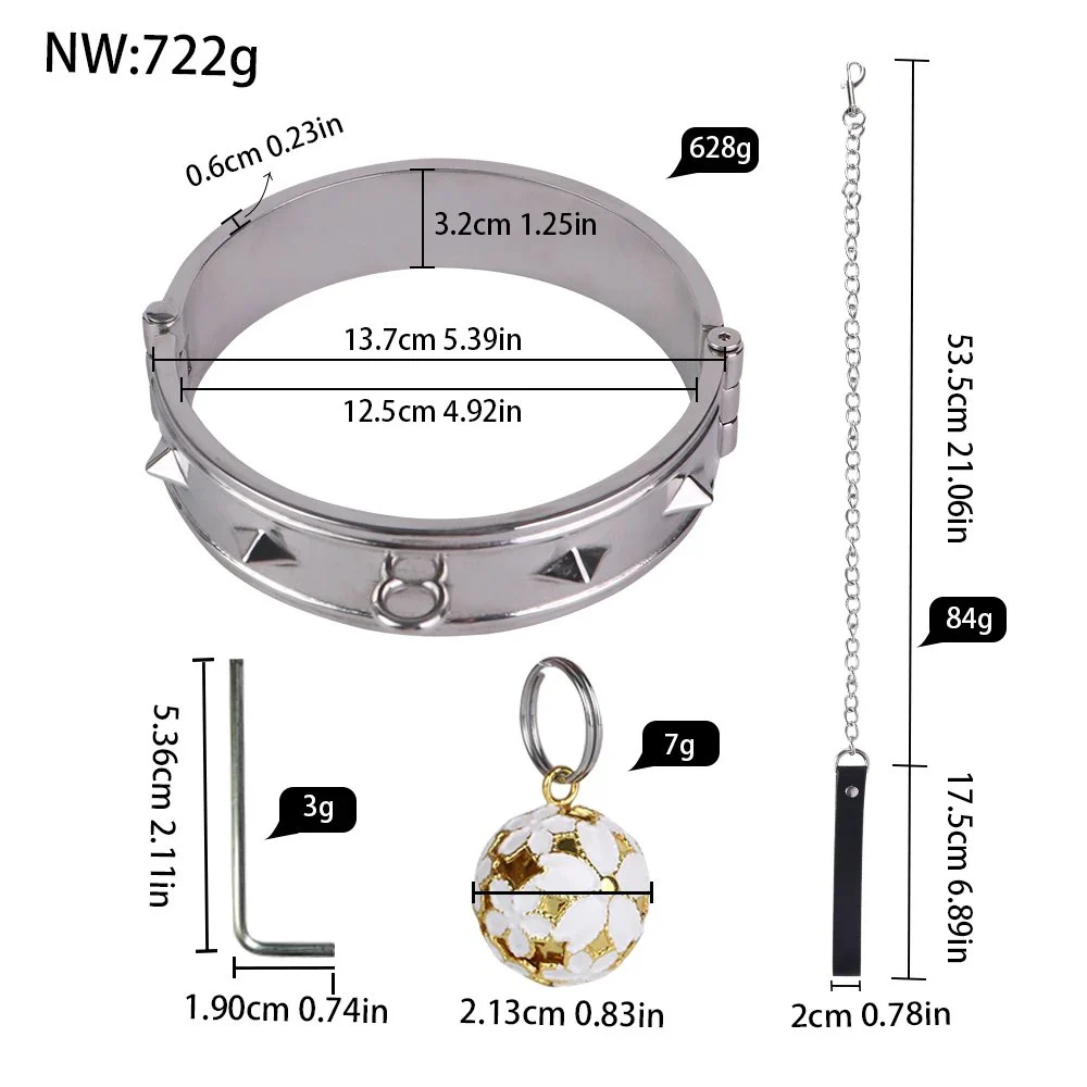 Adjustable Neck Collar with PU Leather Leash Bow, Flower Ball, and Metal Traction Chain Restraint Collar