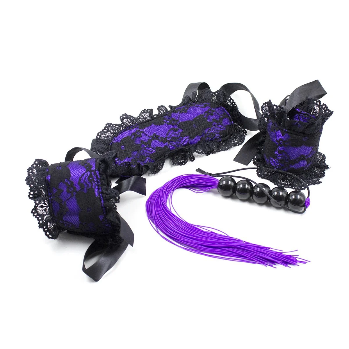 Silicone Bondage Whip Eye Cover Handcuffs Suit for Couples' Sex Toys