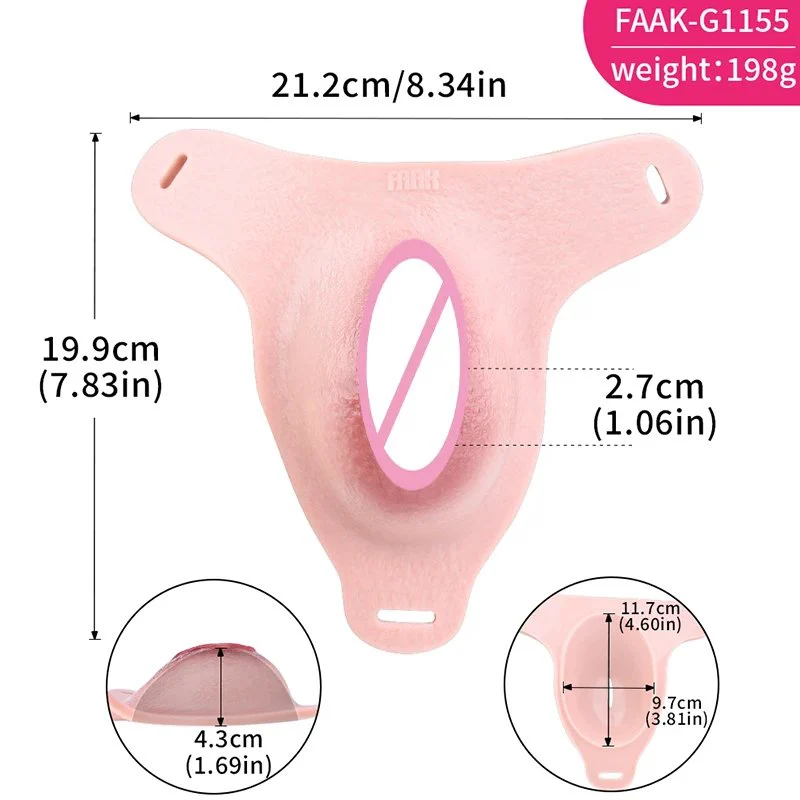 Strap on Silicone Simulated Vagina Chastity Cock Cage SM Sissy Fetish Sex Toy Wearable Hollow Penis Sheath for Men and Gay