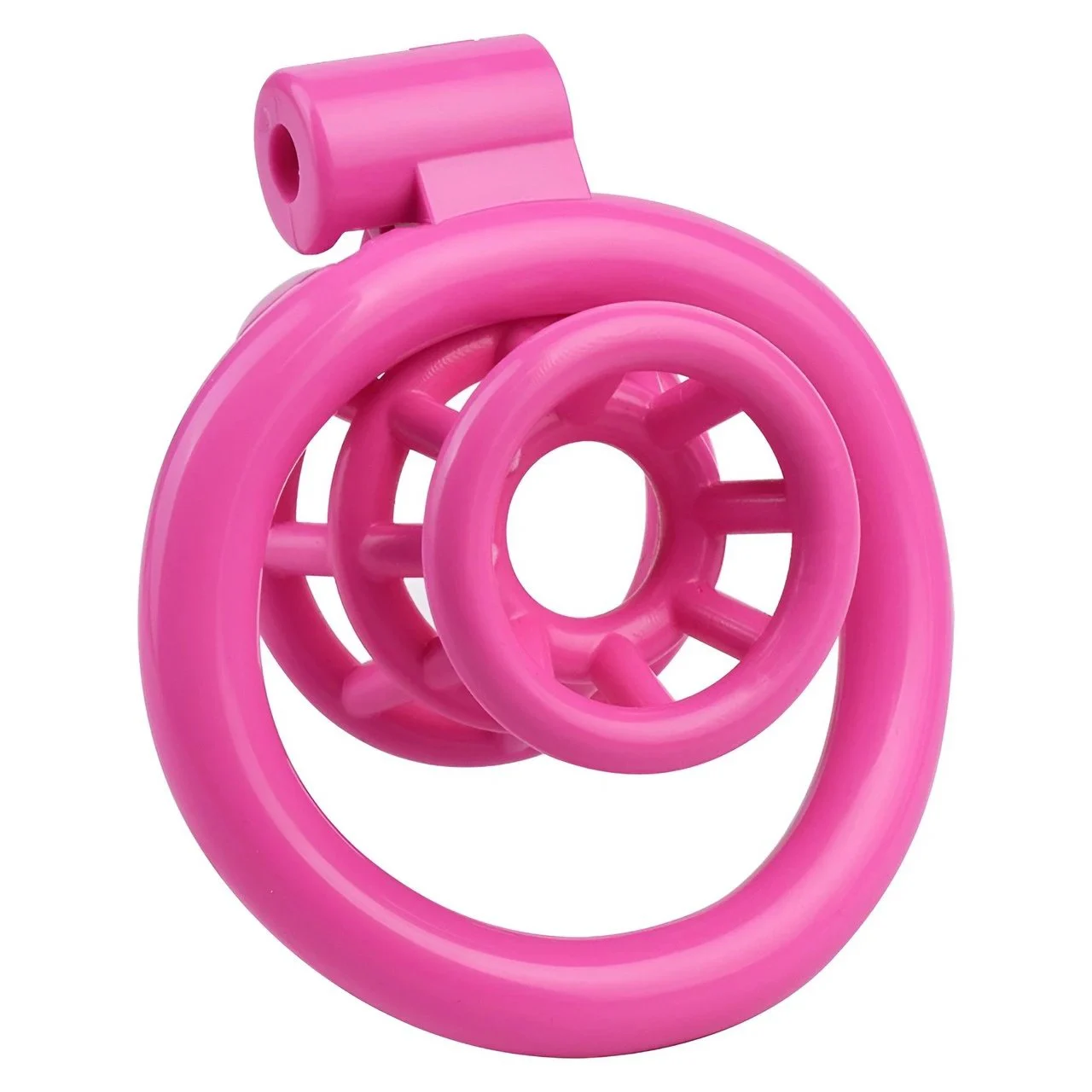 Negative Chastity Device Male Pink Chastity Cage Set with 4 Penis Rings Small Fish Trap Lock Sex Toy Adult Cock Cage
