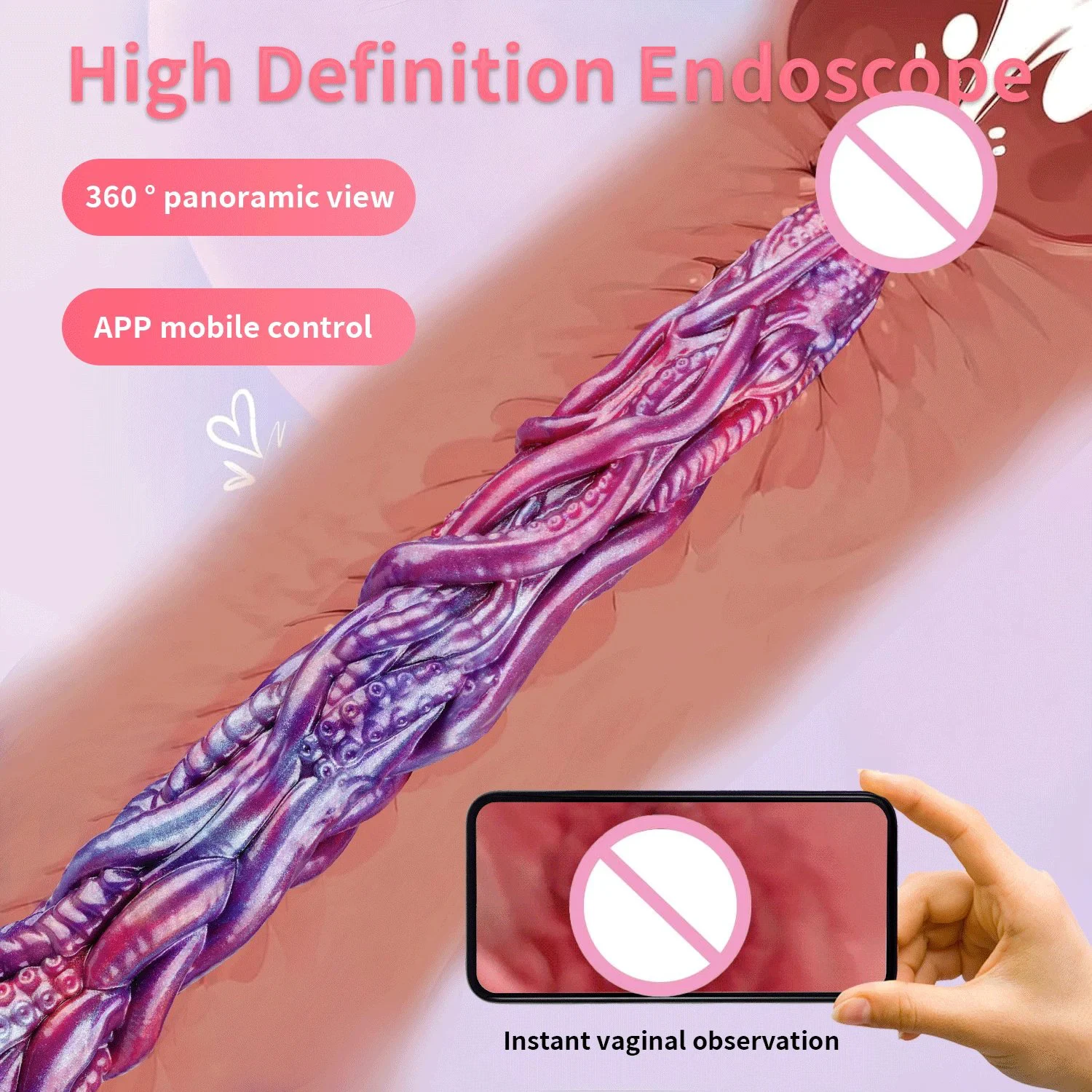 Liquid Silicone Adult Dildo with 1080P HD Video Image Soft Supports Link Mobile APP for Spying Photographing Female Masturbation