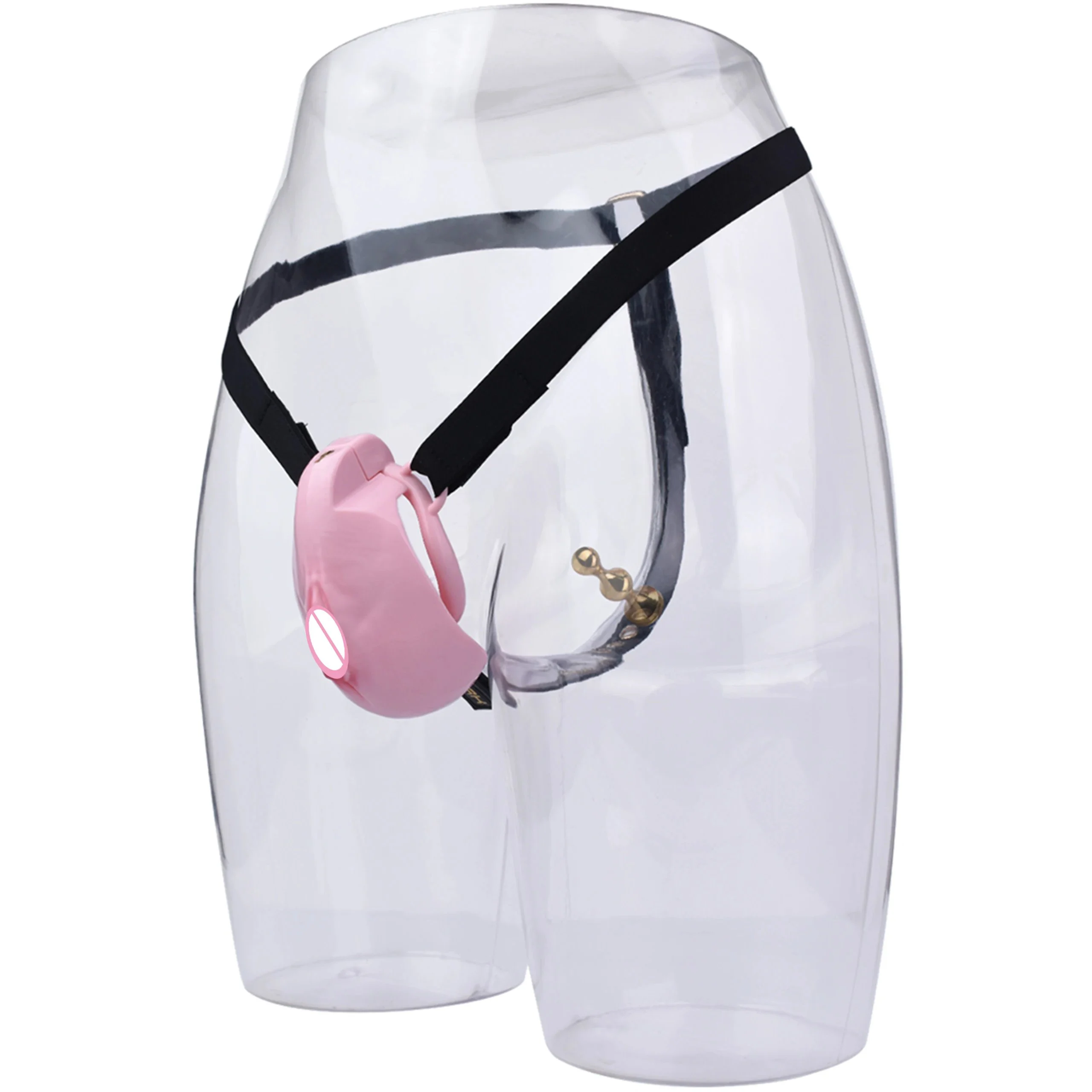 Simulated Vaginal Chastity Lock Device Penis Cage With Anal Plug Pussy Transvestite Male Chastity Cage BDSM Sex Toys