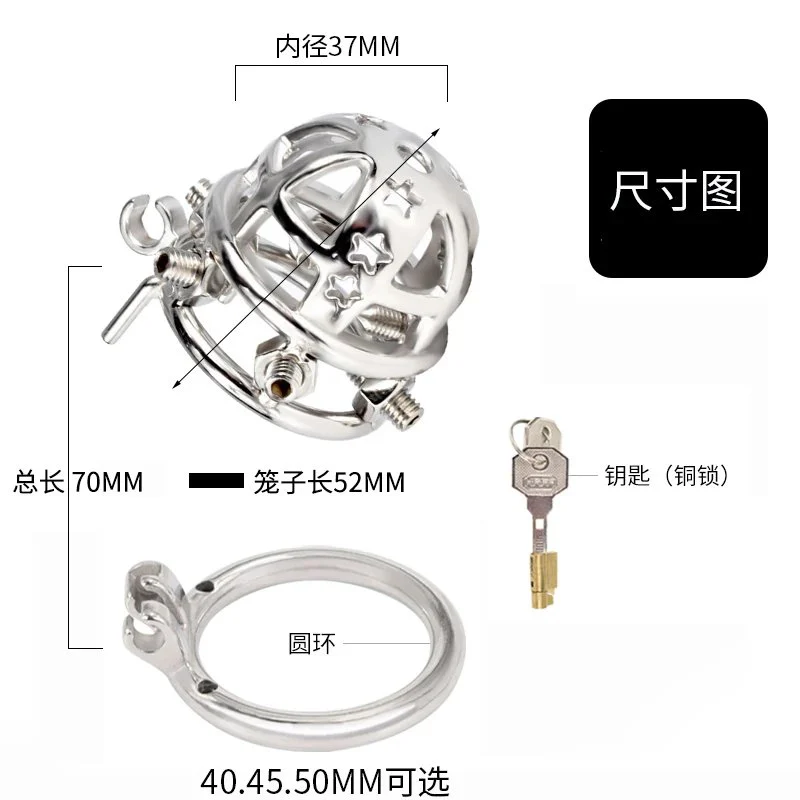 Short With Studs Star Model Arc Ring Inverted Plugged Cylinder Chastity Cage for Couple Restraint Ring Bolted Spikes