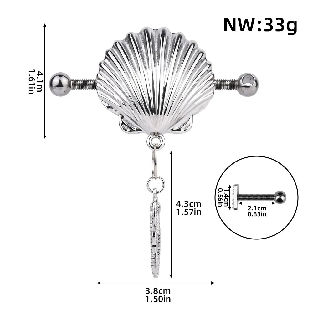 Silver Shells Nipple Clamp Restraints Nipples Chest Massager Breast Stimulator Sex Toys for Women Pleasure Erotic Toy