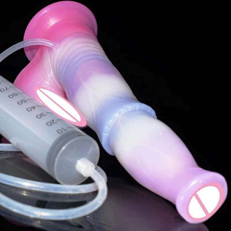 Realistic Horse Dildo Ejaculation Dildo for Women Animal Penis Squirting Sex Toy Jello Color Flexible Sex Tool