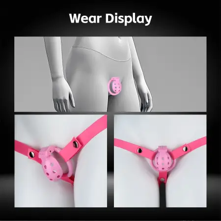 Pink Chastity Cage Sissy Small Chastity Devices, Male Penis Cage for Men Flat Cock Cage, BDSM Cage