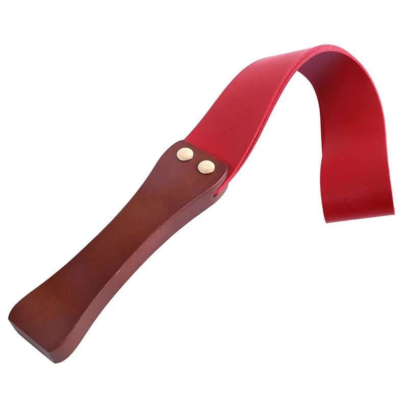 Adult Sex Game Bondage Sexy Whip Leather Paddle Spanking with Wooden Handle