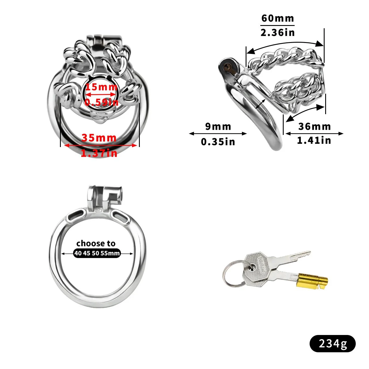 Linkage Chain Hollow Chastity Belt Cock Cage Stainless Steel Urethral Lock Penis Resistant Device for Adult Men
