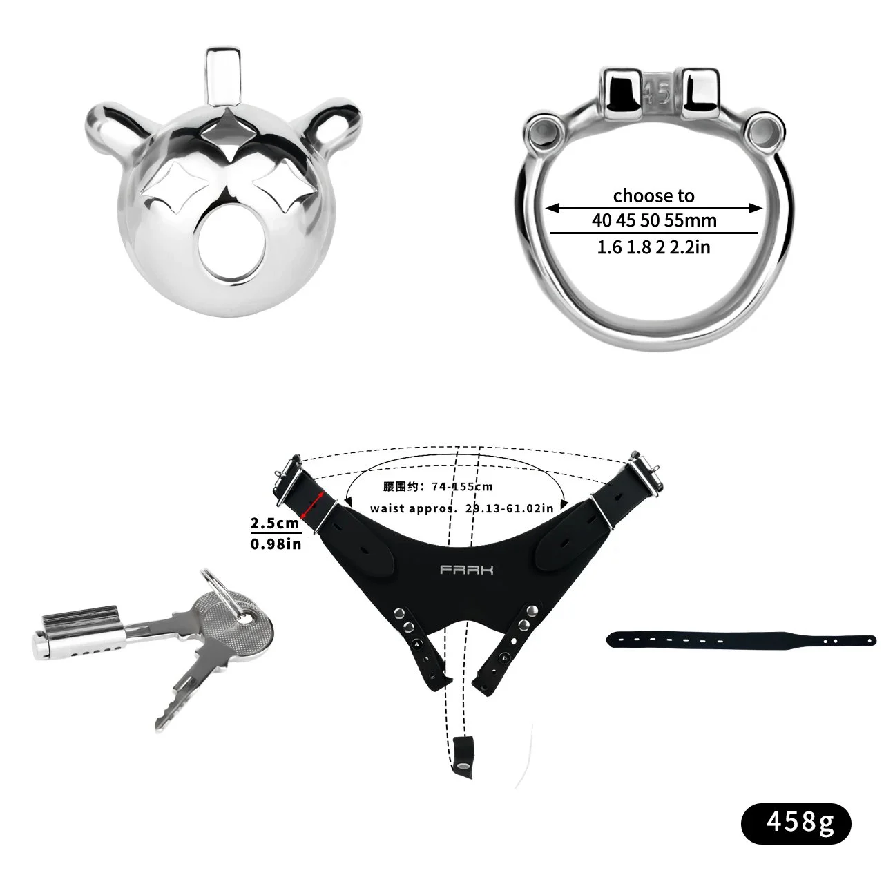 Wearable Male Penis Chastity Cage with Tube Stainless Steel Metal Chastity Device Convenient to Wear Suitable