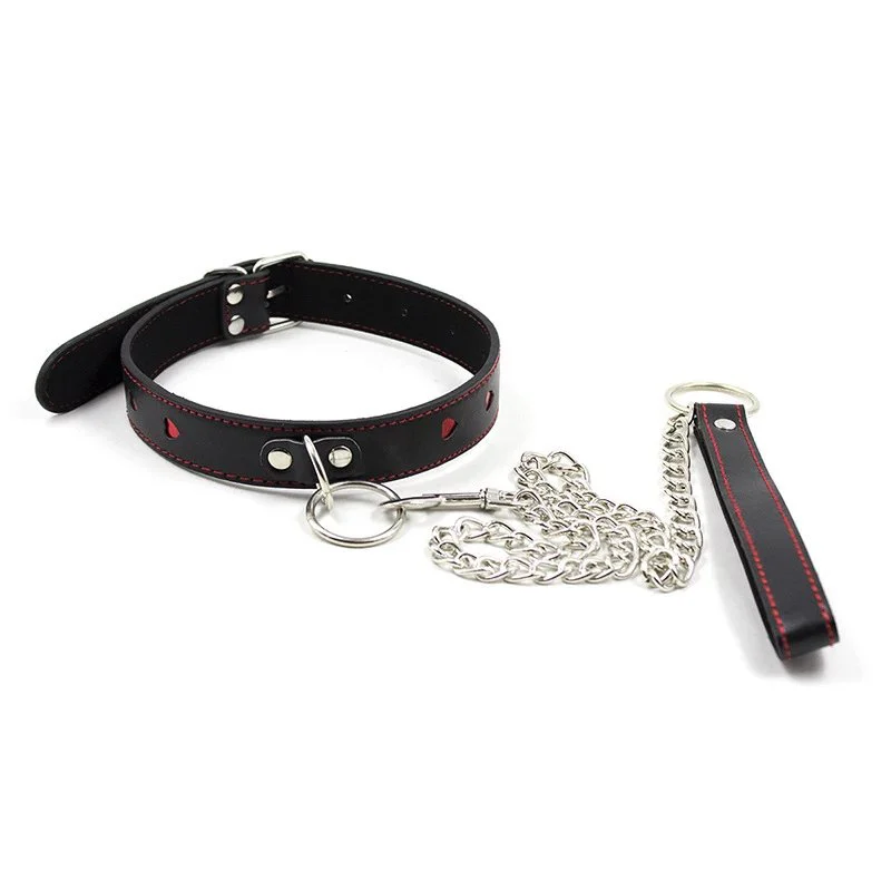 Adult Sex Bondage Heart Shape PU Leather Collar Intimate Accessory for Women Romantic Couple Play