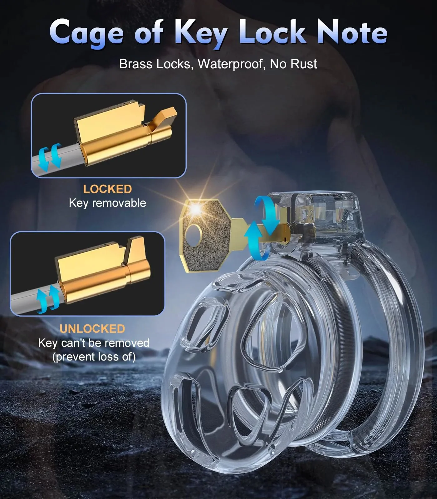 Male Chastity Cage Bondage Silicone Waterproof Eco-Friendly Invisible for Long-Term Wear 6 Penis Rings Clamps Adult