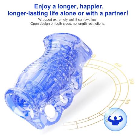 Men's Electric Vibration Upgrade Cock Ring Set with Particles Stimulate Adult Sex Toys