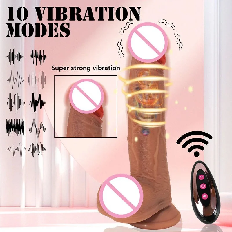 Realistic Silicone 10 Modes Telescopic Heated Remote APP Control Dildo Vibrator Sex Toys for Women