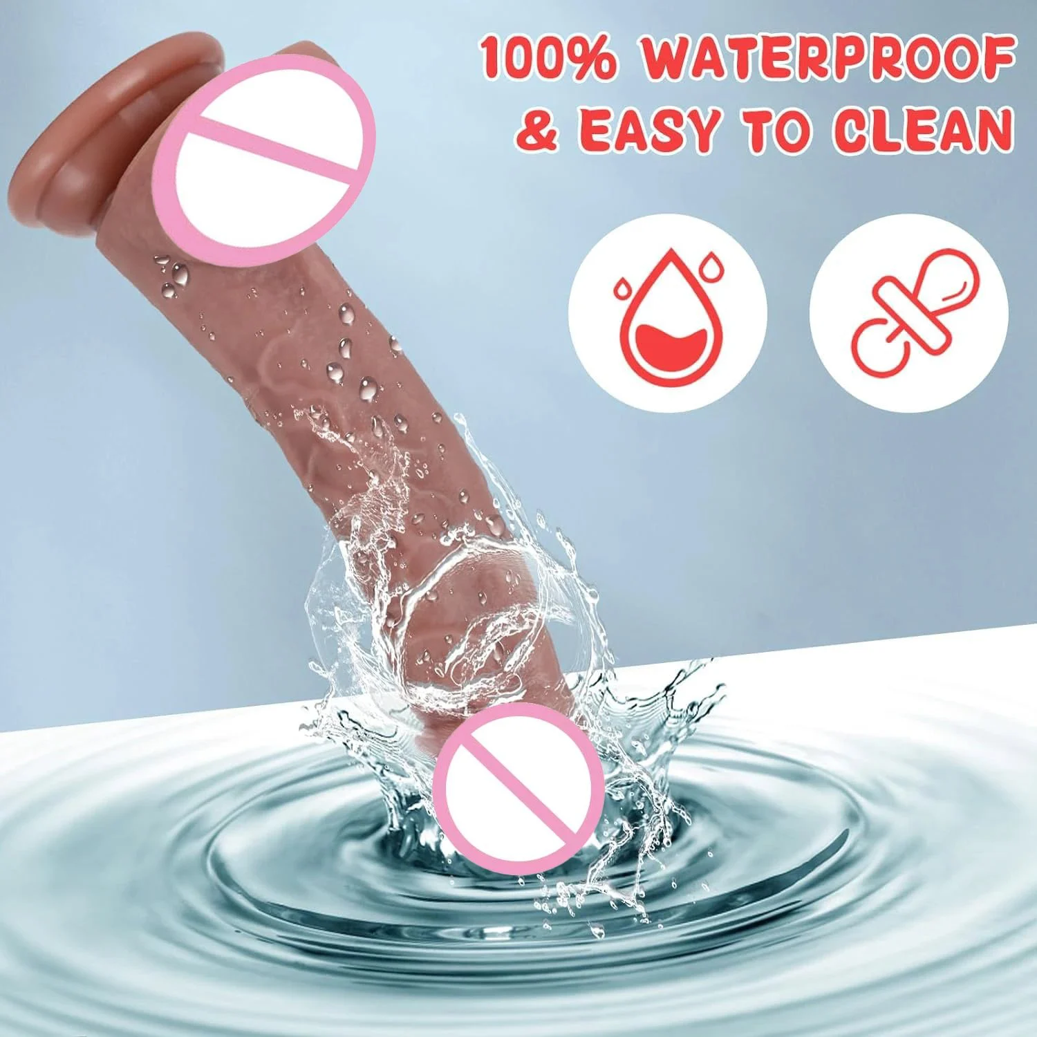Realistic Silicone Dildo 7.8 Inch Waterproof Soft Strong Suction Cup Hands-Free G-Spot Anal Play Body-Safe Adult Sex Toy