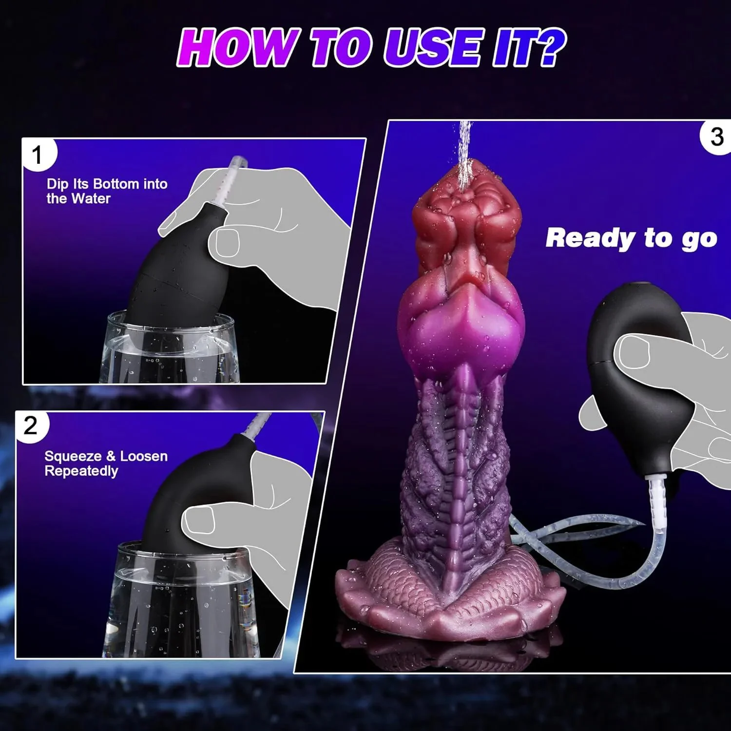 Silicone Dragon Dildo with Squirting & Ejaculating Features Soft Adult Anal Dildo Suction Cup Huge Fantasy Alien Knot for Women