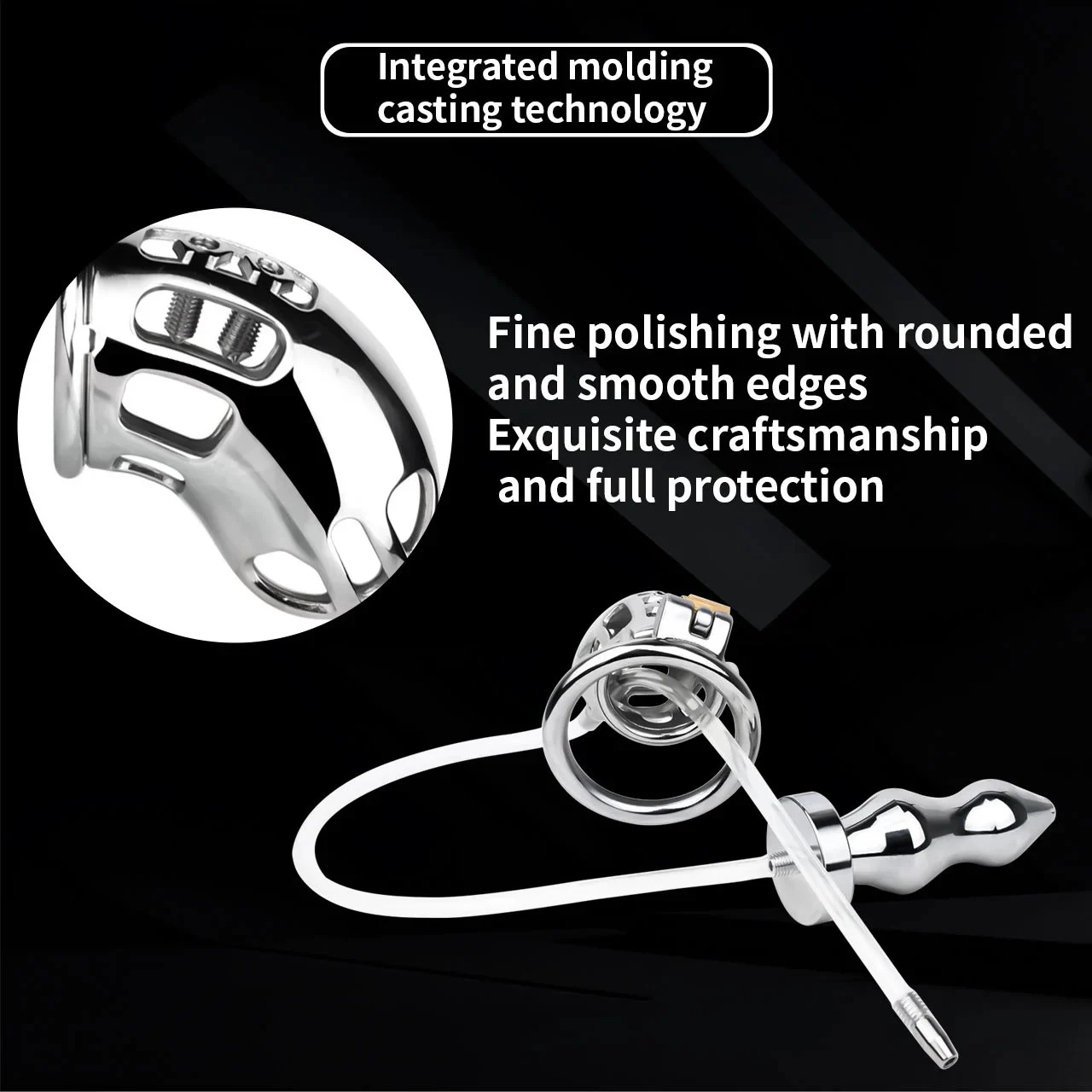 Male Chastity Devices Set with Attachable Removable Metal Anal Plug Silicone Catheter Cage Men Bondage extreme Sex Toy