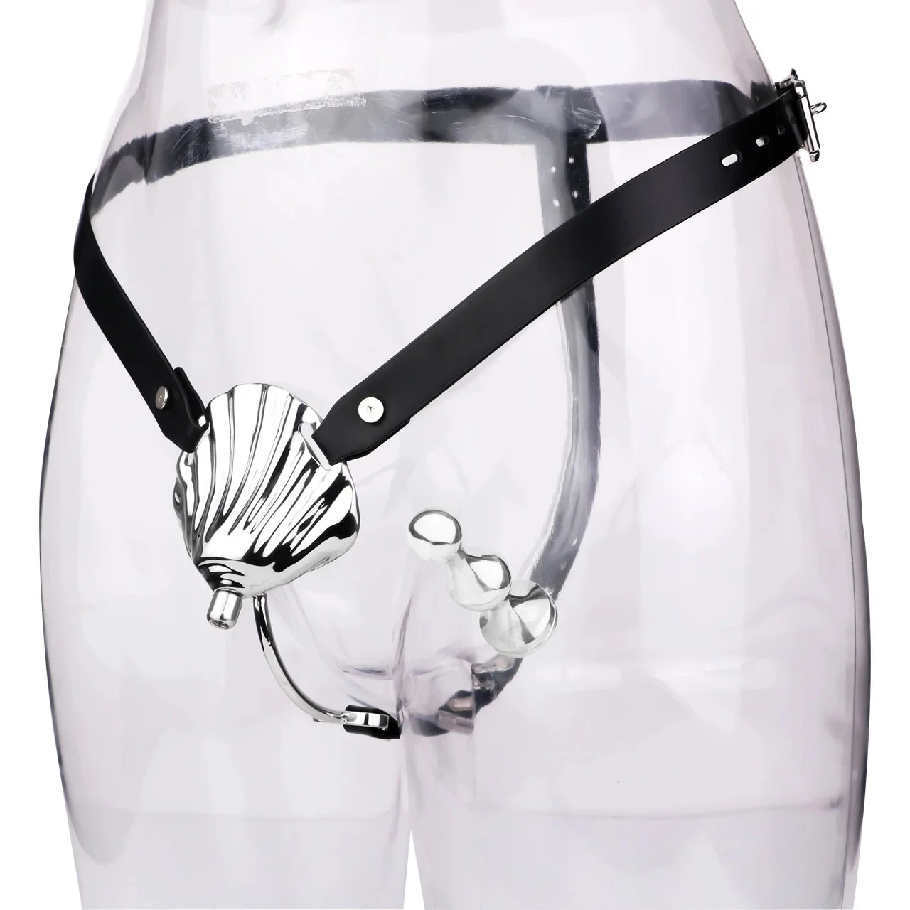 Male Penis Chastity Cage Wearable Metal Penis Restraint Lock with Urinary Catheter and Stainless Steel Anal Plug Suitable