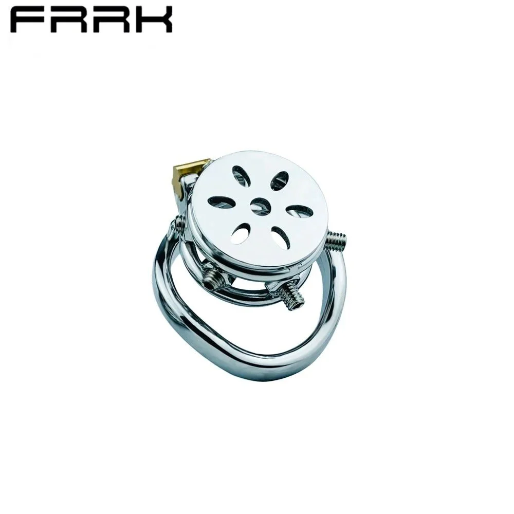 Male Penis Control Removable Chastity Cage Metal Stainless Steel Chastity Lock Hollow Flat Cage Adult Sex Toys