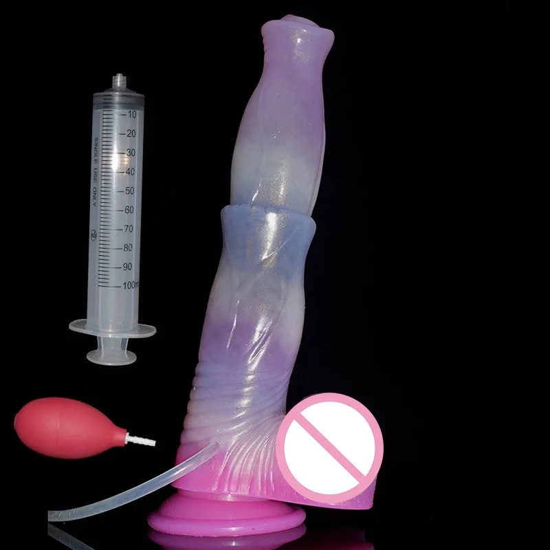 9.46 Inches Lifelike Animal Penis Thick Horse Dildo with Density Squirting Imitated Ejaculation Sex Toy with Pump for Lady