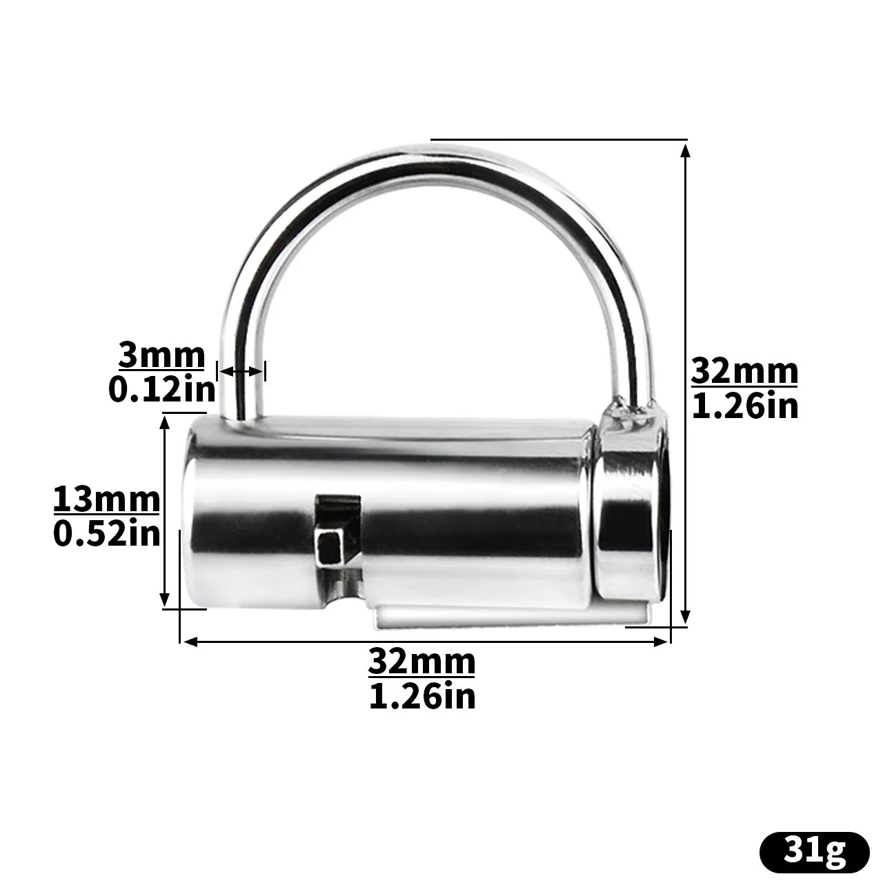 Piercing Lock Pad Chastity Lock with Key,Chastity Cage Ring Locked Chastity Piercing Steel Lock Chastity Cage Device