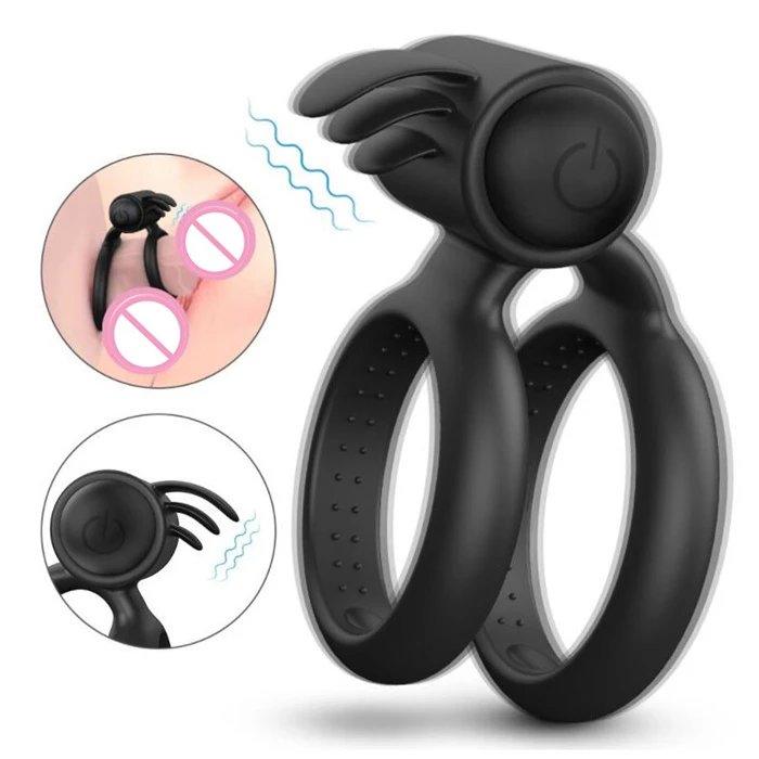 Men's Lock Ring Silicone Vibrator Adult Toy