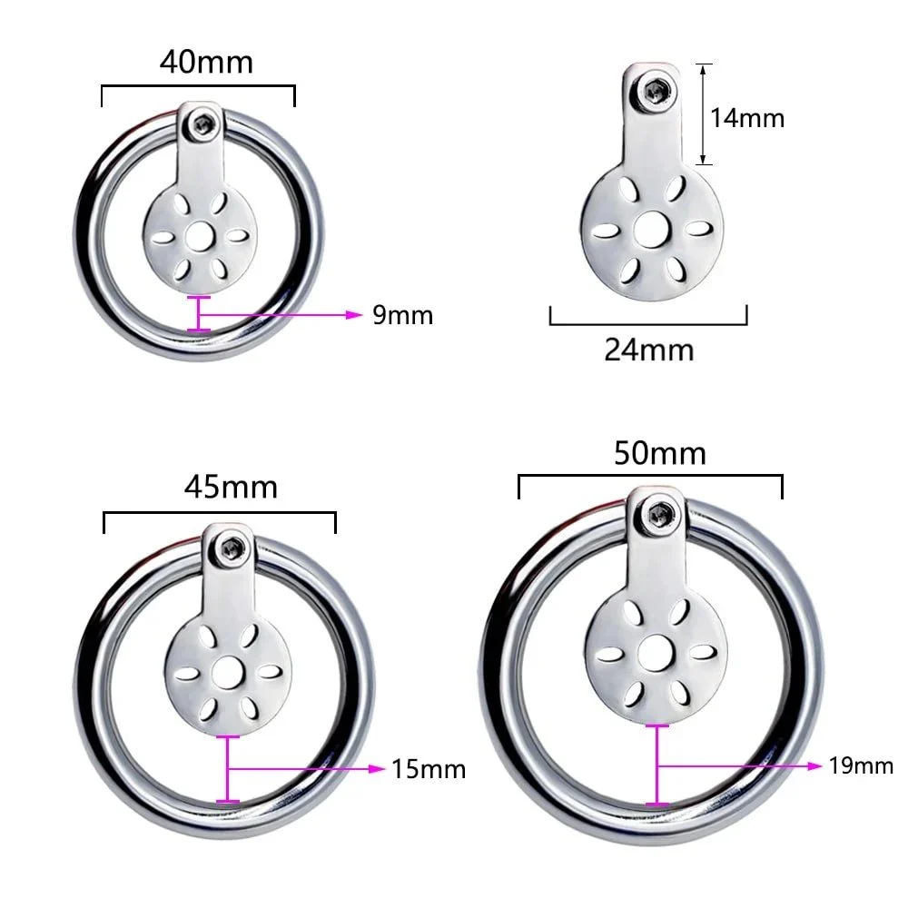 Slim Design Short Style with Catheter Stainless Steel Bird Cage Lock Bottle Cap Lock Chastity Lock Adult Sex Toys
