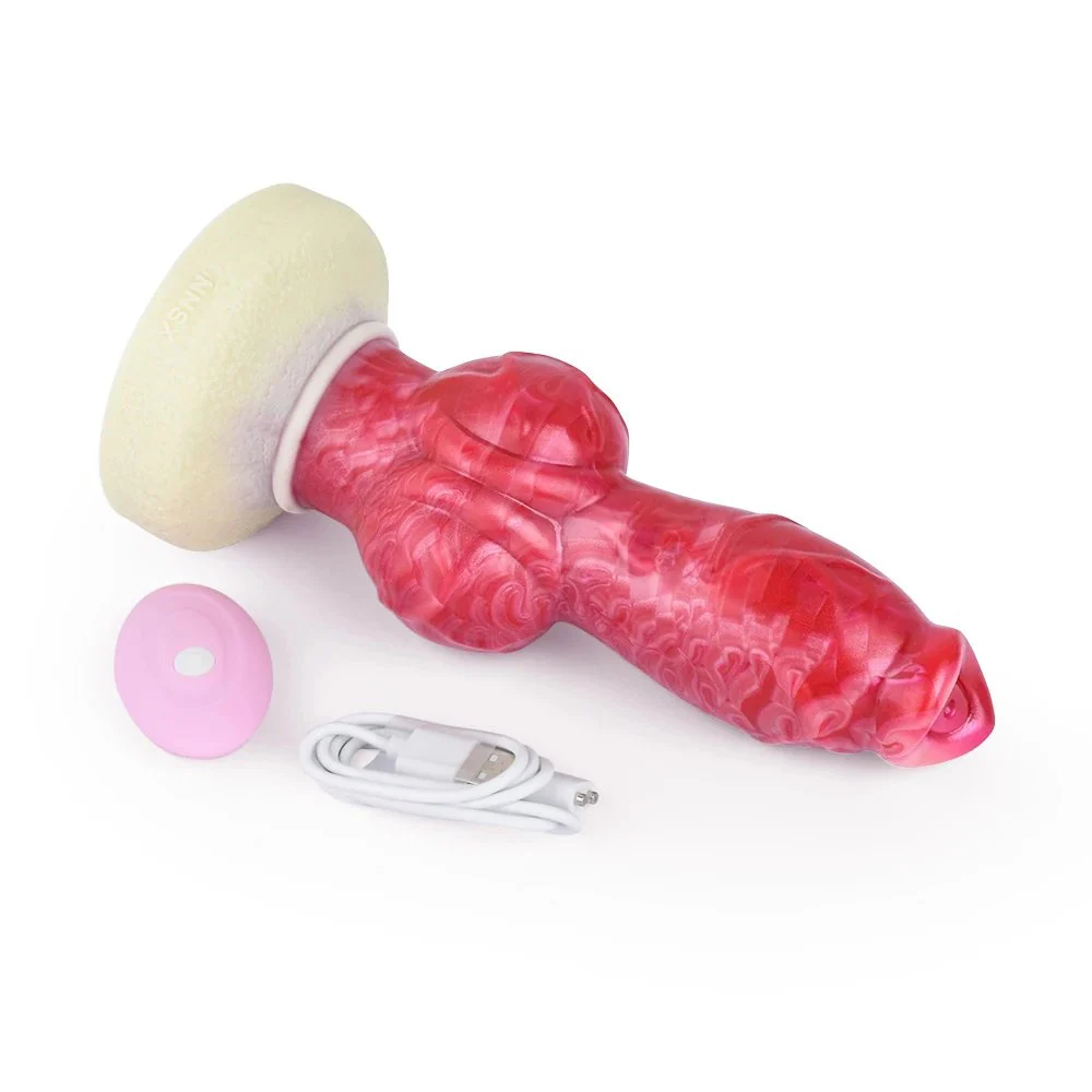 8.66 Inches Dog Dildo Vibrating Remote Control Vibrators Animal Penis with Super Knot Progressive Vaginal Dilators