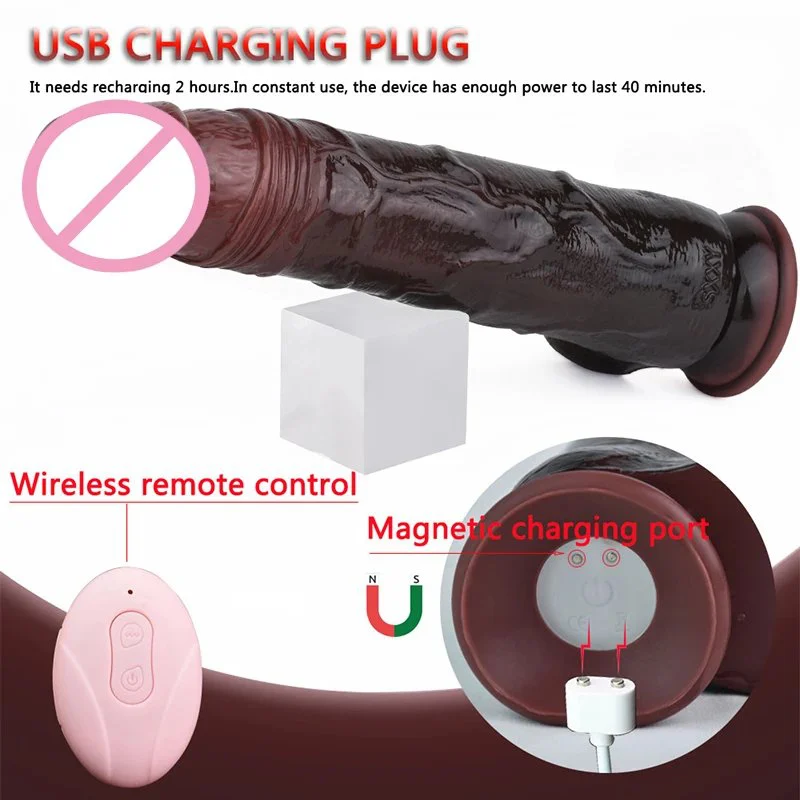 9.5 Thrusting Dildo Vibrator for Women,Vibrating Dildo with Remote Control 10 Telescopic & 10 Vibrations Modes, G-spot Toy