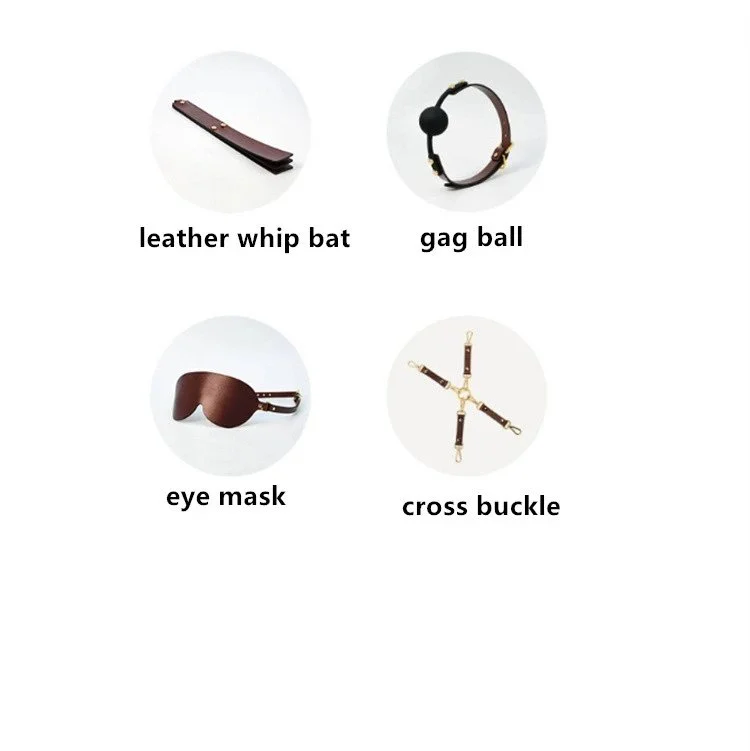 Adult Sex Toys for Couples 9PCS Sexy Eye Mask Cuffs Flogger Genuine Leather Bondage Set