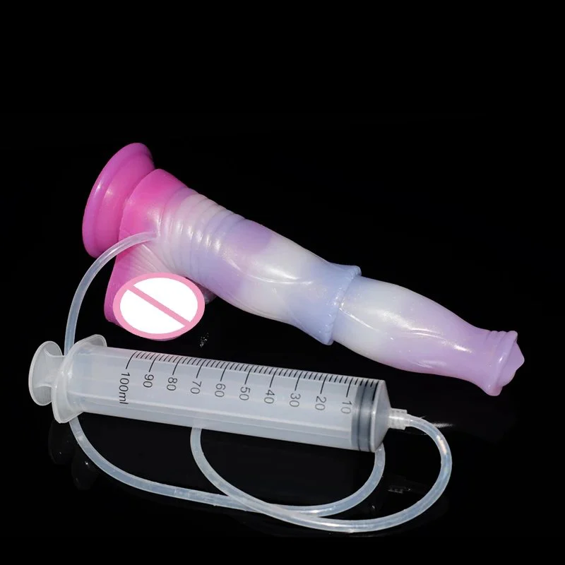 9.46 Inches Lifelike Animal Penis Thick Horse Dildo with Density Squirting Imitated Ejaculation Sex Toy with Pump for Lady