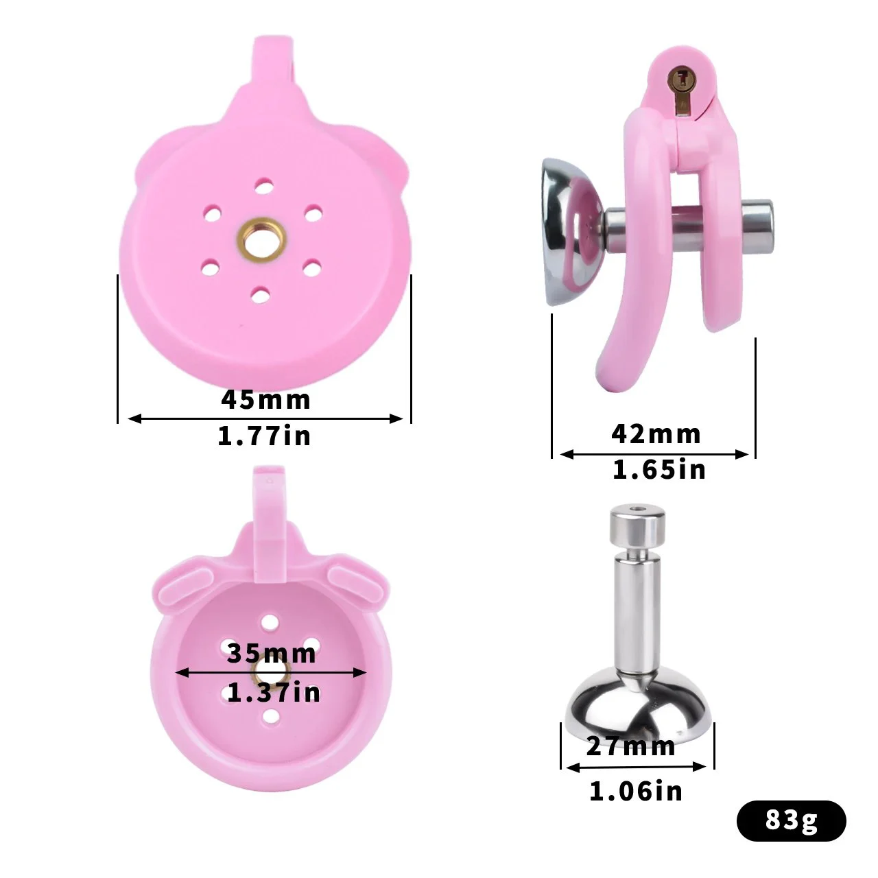 Plastic Male Bondage Sex Chastity Cage Four Colors Four Sizes Bdsm Resin Penis Cage with Built in Chastity Locks