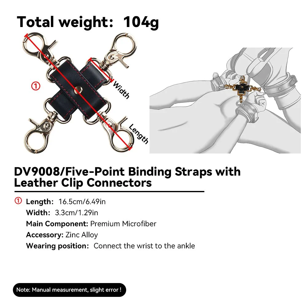 4-Way Cross Hog-Tie Connector with Wrist & Ankle Cuffs for Bondage Restraint,Bondage Kit,Four Cuff Adjustable Sex Toy Adult