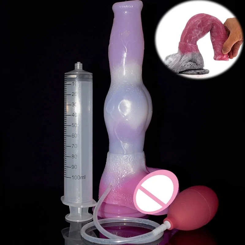 Adult Dog Squirting Dildo Gorgeous Ejaculation Dildo for Women Flexible Sex Tool Silicone Animal Penis