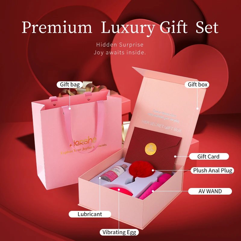 Luxury Valentines Day Couple Gift Adult Romantic Erotic Lovers Sex Toy Gift AV Wand Vibrator 4-piece Set