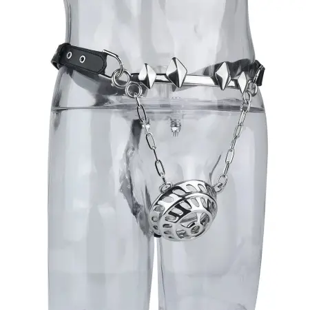 Adjustable Metal Chain and Leather Steel Dome Male Penis Bondage Sex Toys Heavy Metal Chastity Cages for Adult Games Cosplay