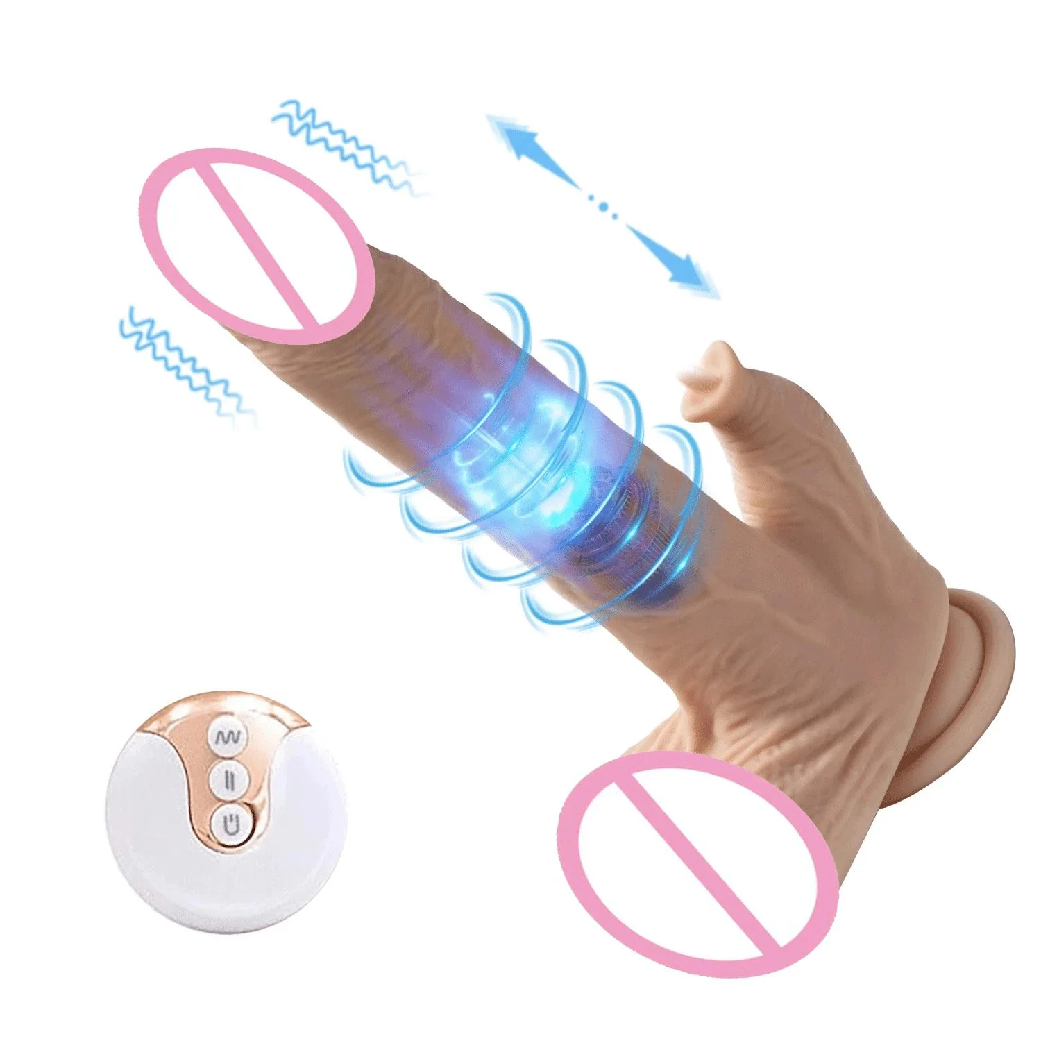 8.66 Inch Heating Function Realistic Telescopic Dildo Vibrator Licker Silicone Thrusting and Vibrating Dildo with Suction Cup