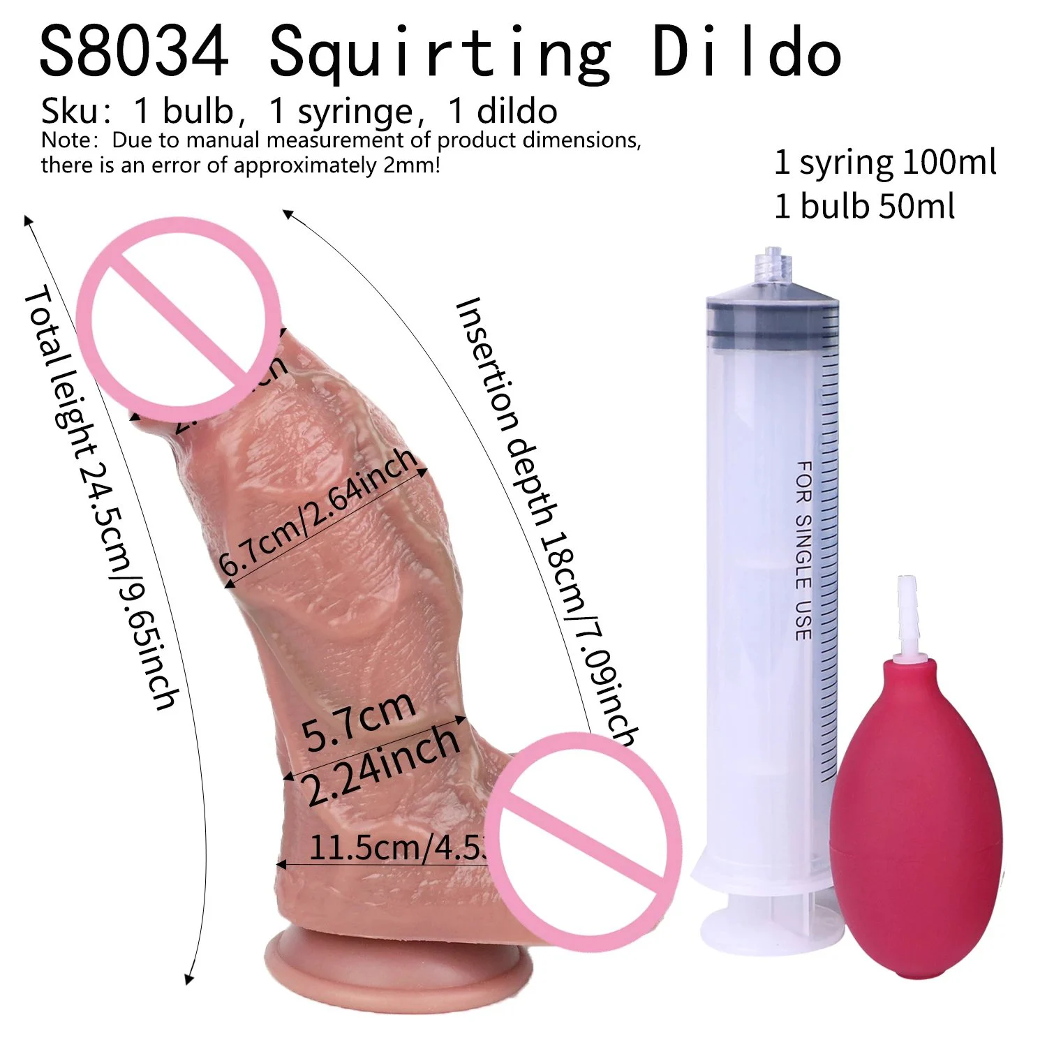 9.6 Inch Realistic Dildo with Suction Cup Squirting Cock Adult Sex Toy Orgsm Ejaculating Dildo Butt Plug Dildo