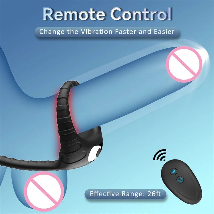 Sex Toys for Men 10 Speed Remote Control Vibrating Anal Beads Cock Ring with Anal Plug Vibrator