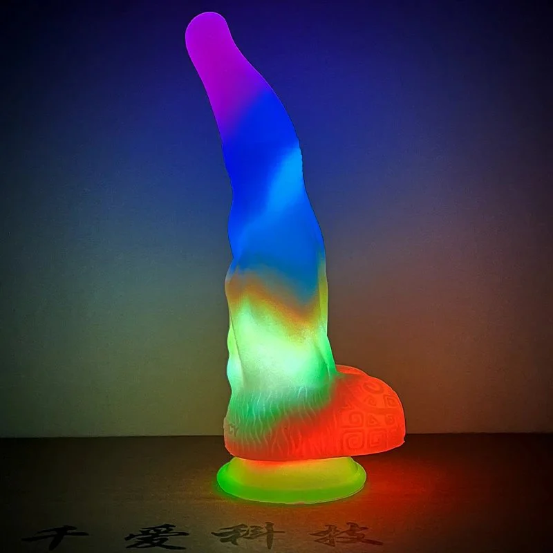 9.8 Inch Long Glow in Dark Monster Dildo Luminous Dildo Freaky Sex Toy Multi-color Sex Tool for Women