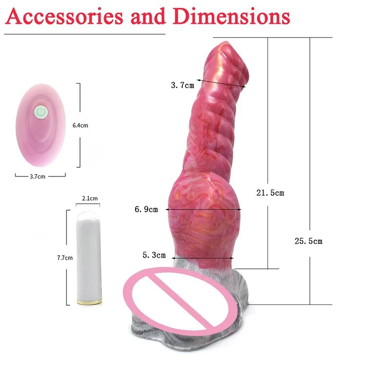 Animal Remote Control Vibrator Large Size 26cm Wolf Penis Vibrator Cock with Suction Cup Artificial Testicles Sexual Toys