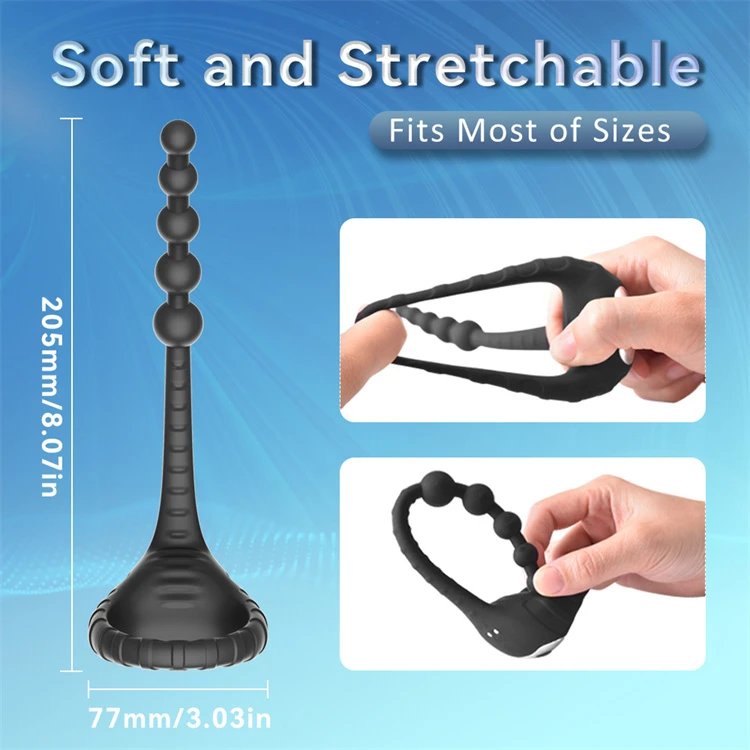 Sex Toys for Men 10 Speed Remote Control Vibrating Anal Beads Cock Ring with Anal Plug Vibrator