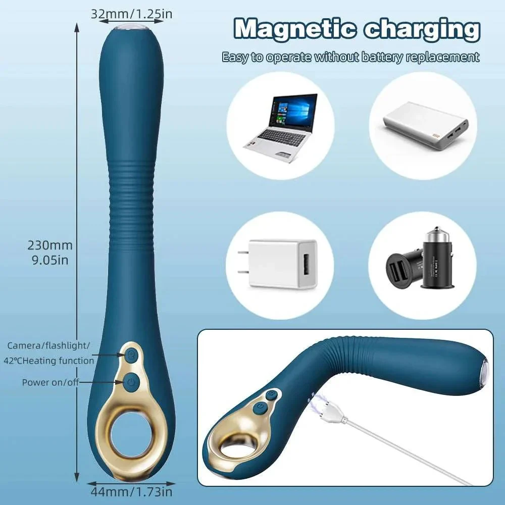 APP Control Endoscope Vibrator Endoscopic Vagina Anus Masturbator Visual Sex Toy G Spot Heating Dildo Vibrator With Camera