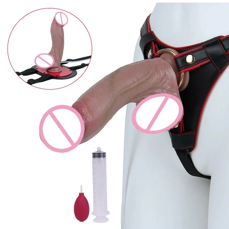 8.97 Inch Dual-Layer Realistic Feel Wearable Water Spray Simulation Device with Suction Cup for Adults Suction Cup for Couples