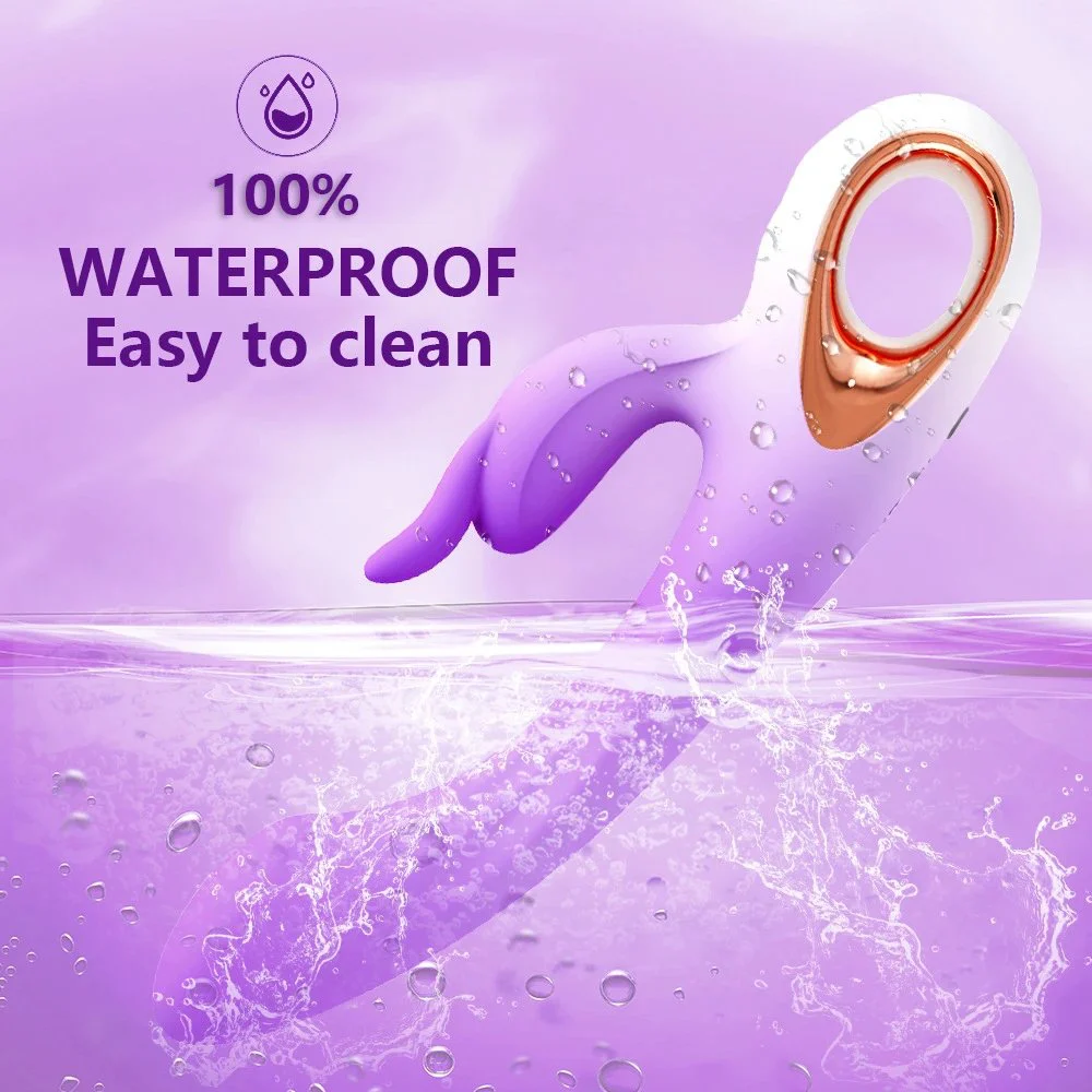 USB Charger 10 Speed G Spot Soft Purple Double Rabbit Vibrator Sex Toy for Women