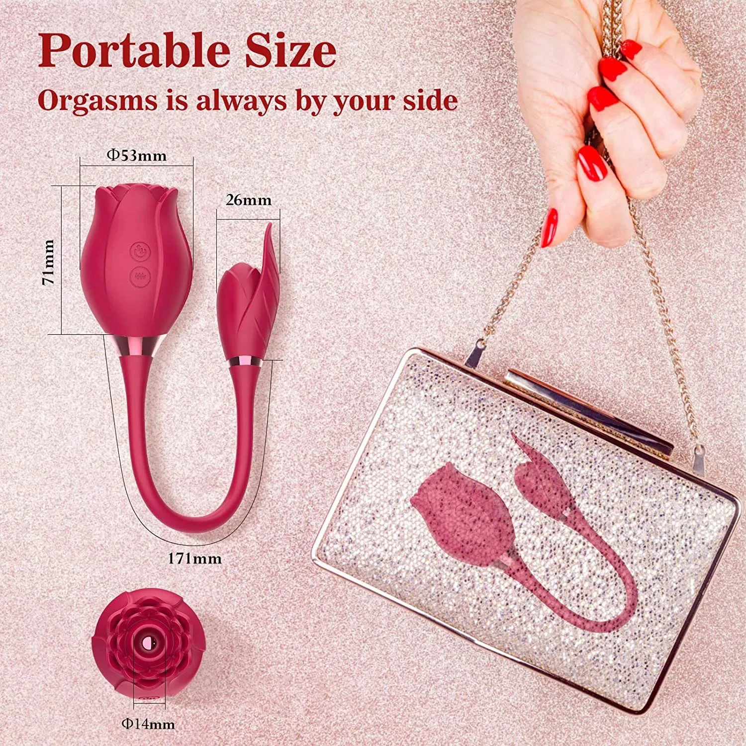 USB Magnetic Charging Double Head Use Rose Flower Shape Clitoral Sucking Vibrator Sex Toys for Women