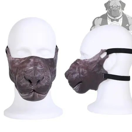 Beast-Face Half Mask Tamed Beastskin Texture Adult Fetish Mask Designed for Pup Play Pet Play Roleplay