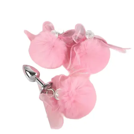 bow nipple clip anal plug set for women's romantic products, hairy ball palace bell nipple clip adult sex toy anal plug