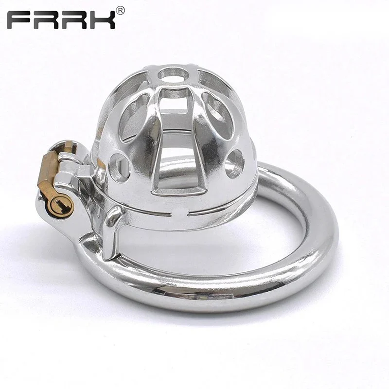Stainless Steel Hand Polish Cock Cage Penis Ring Lock Belt Sex Toys for Men