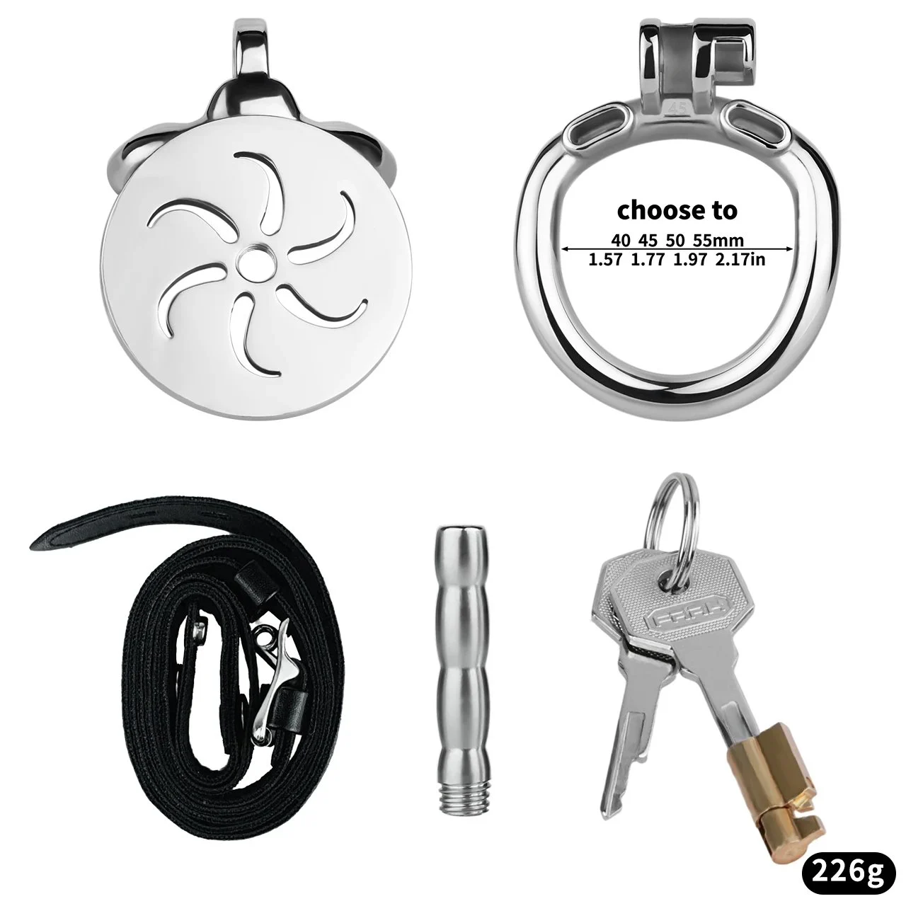 Stainless Steel Wearable Male Chastity Cage with Built-in Catheter, Stimulating Sensation SM Bondage Penis Cage Sex Toy