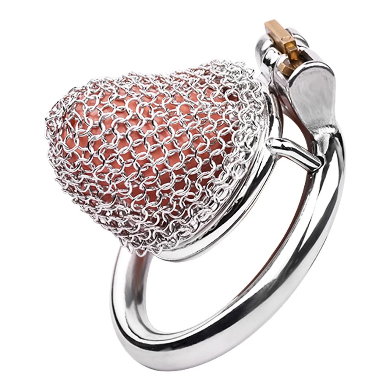 Soft Male Chastity Cage 304 Stainless Steel Reticular Mesh with Curved or Round Ring for Play